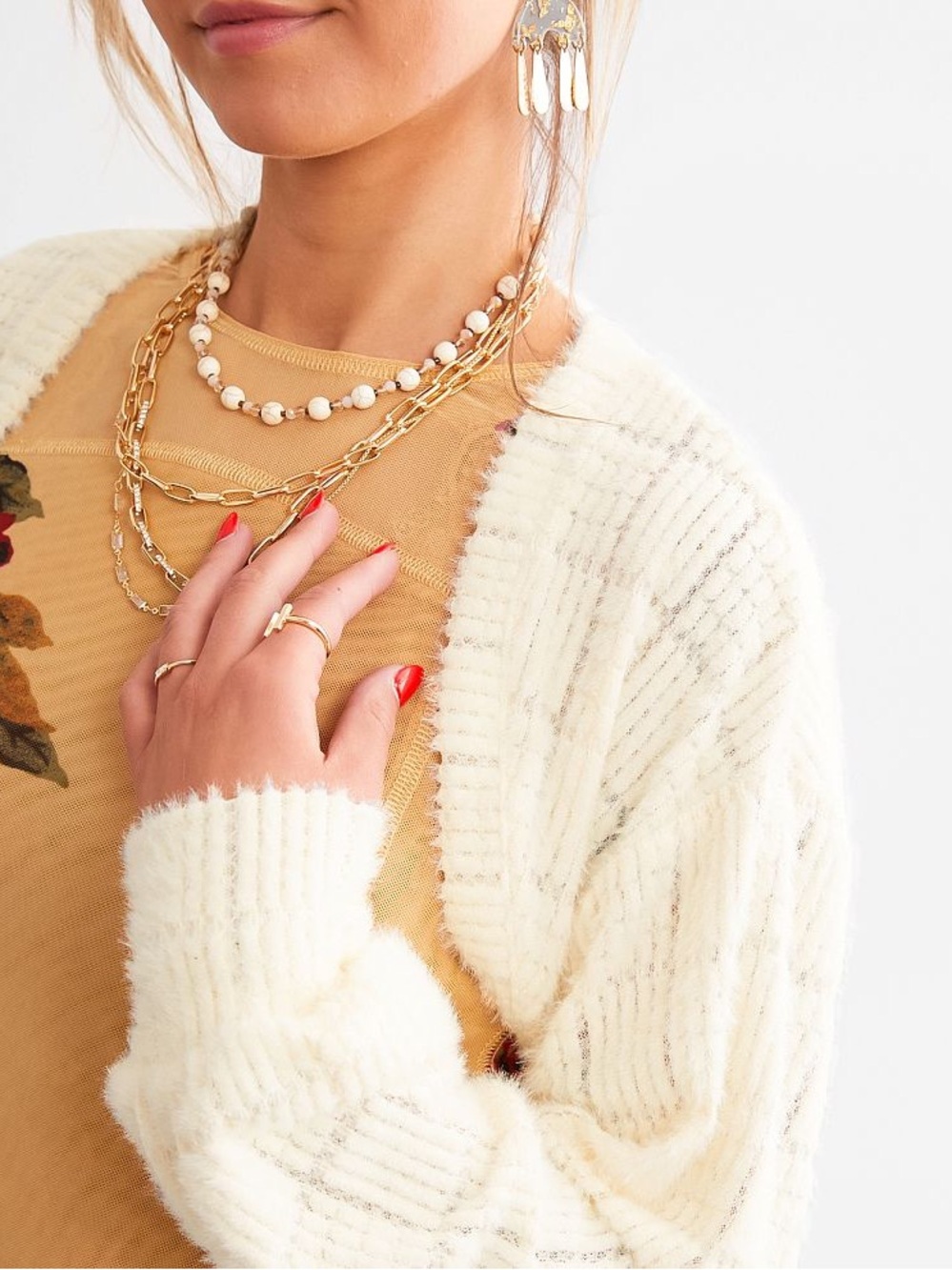 ACOA x REVOLVE Cropped Eyelash Balloon Sleeve Bolero Sweater SMALL